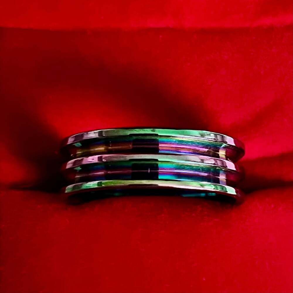 Rainbow Titanium Steel Multicolor 8mm Band Size 12